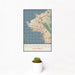 12x18 Richmond California Map Print Portrait Orientation in Woodblock Style With Small Cactus Plant in White Planter