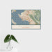 16x24 Richmond California Map Print Landscape Orientation in Woodblock Style With Tropical Plant Leaves in Water