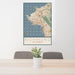 24x36 Richmond California Map Print Portrait Orientation in Woodblock Style Behind 2 Chairs Table and Potted Plant