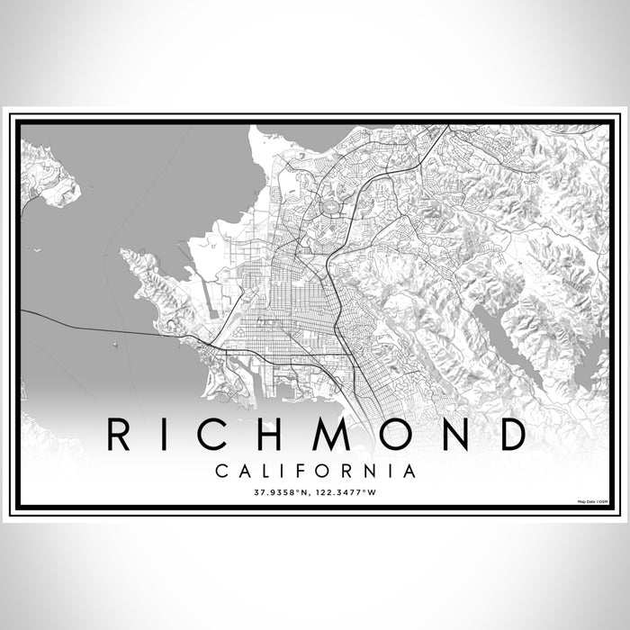 Richmond California Map Print Landscape Orientation in Classic Style With Shaded Background