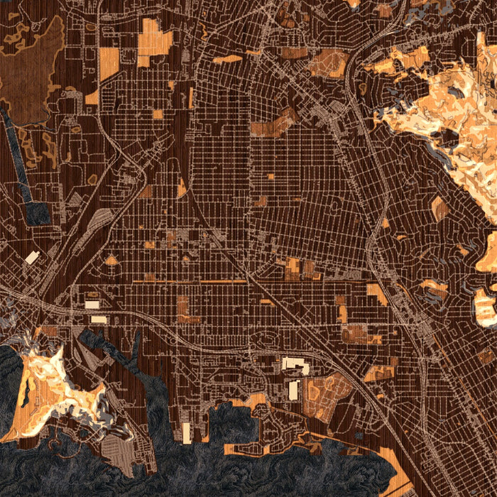 Richmond California Map Print in Ember Style Zoomed In Close Up Showing Details