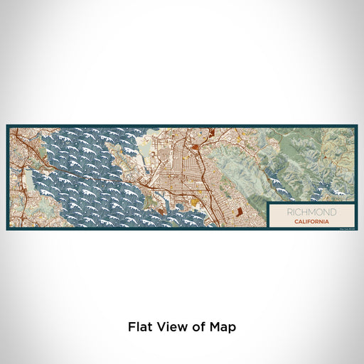 Flat View of Map Custom Richmond California Map Enamel Mug in Woodblock
