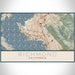 Richmond California Map Print Landscape Orientation in Woodblock Style With Shaded Background
