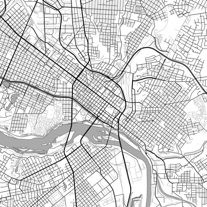 Richmond Virginia Map Print in Classic Style Zoomed In Close Up Showing Details