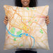 Person holding 22x22 Custom Richmond Virginia Map Throw Pillow in Watercolor