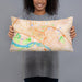 Person holding 20x12 Custom Richmond Virginia Map Throw Pillow in Watercolor