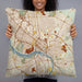 Person holding 22x22 Custom Richmond Virginia Map Throw Pillow in Woodblock
