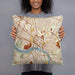 Person holding 18x18 Custom Richmond Virginia Map Throw Pillow in Woodblock
