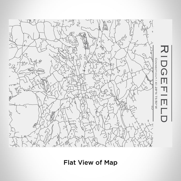 Rendered View of Ridgefield Connecticut Map Engraving on 20oz Stainless Steel Insulated Bottle with Bamboo Top in White