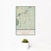 12x18 Ridgefield Connecticut Map Print Portrait Orientation in Woodblock Style With Small Cactus Plant in White Planter