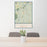 24x36 Ridgefield Connecticut Map Print Portrait Orientation in Woodblock Style Behind 2 Chairs Table and Potted Plant