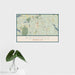 16x24 Ridgefield Connecticut Map Print Landscape Orientation in Woodblock Style With Tropical Plant Leaves in Water