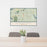24x36 Ridgefield Connecticut Map Print Landscape Orientation in Woodblock Style Behind 2 Chairs Table and Potted Plant