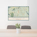 24x36 Ridgefield Connecticut Map Print Landscape Orientation in Woodblock Style Behind 2 Chairs Table and Potted Plant