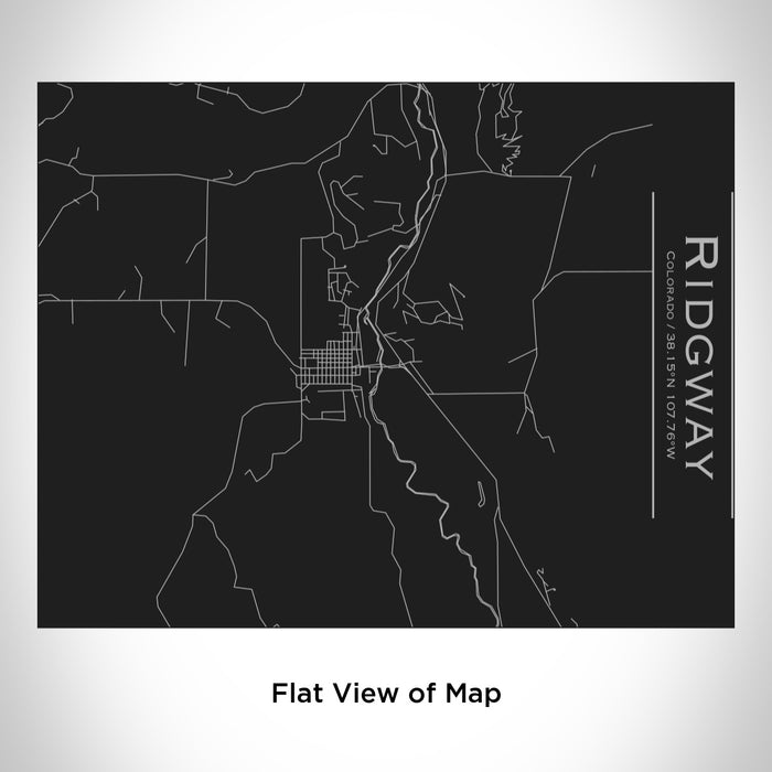 Rendered View of Ridgway Colorado Map Engraving on 20oz Stainless Steel Insulated Bottle with Bamboo Top in Black
