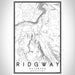 Ridgway Colorado Map Print Portrait Orientation in Classic Style With Shaded Background