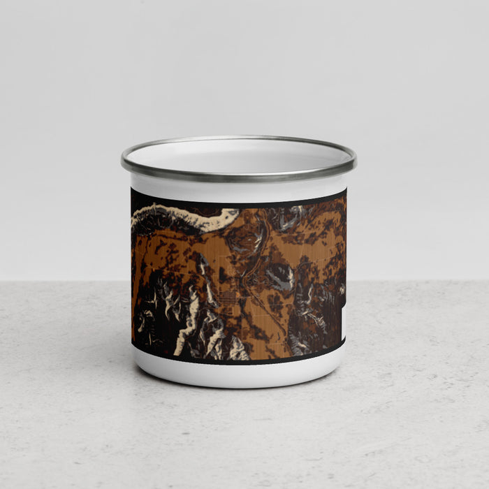 Front View Custom Ridgway Colorado Map Enamel Mug in Ember