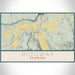 Ridgway Colorado Map Print Landscape Orientation in Woodblock Style With Shaded Background