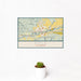 12x18 Rifle Colorado Map Print Landscape Orientation in Woodblock Style With Small Cactus Plant in White Planter