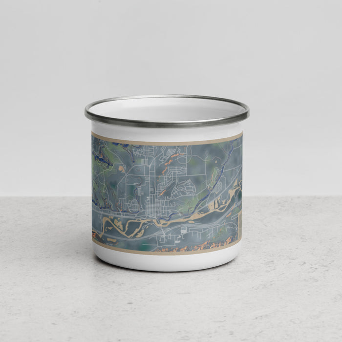 Front View Custom Rifle Colorado Map Enamel Mug in Afternoon
