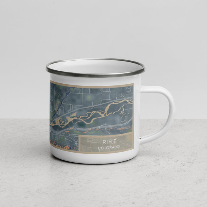 Right View Custom Rifle Colorado Map Enamel Mug in Afternoon