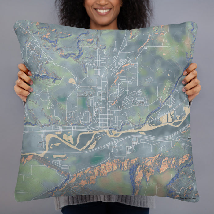 Person holding 22x22 Custom Rifle Colorado Map Throw Pillow in Afternoon
