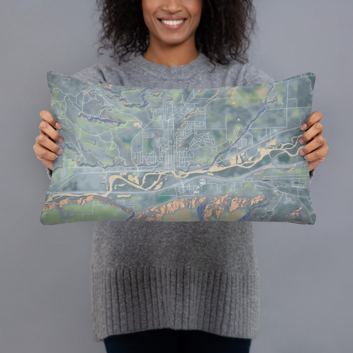 Person holding 20x12 Custom Rifle Colorado Map Throw Pillow in Afternoon