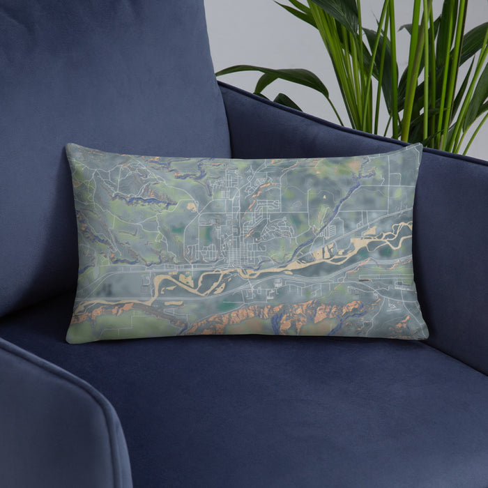 Custom Rifle Colorado Map Throw Pillow in Afternoon on Blue Colored Chair