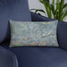 Custom Rifle Colorado Map Throw Pillow in Afternoon on Blue Colored Chair