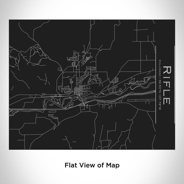 Rendered View of Rifle Colorado Map Engraving on 20oz Stainless Steel Insulated Bottle with Bamboo Top in Black