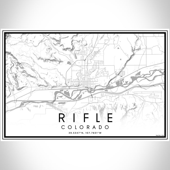 Rifle Colorado Map Print Landscape Orientation in Classic Style With Shaded Background