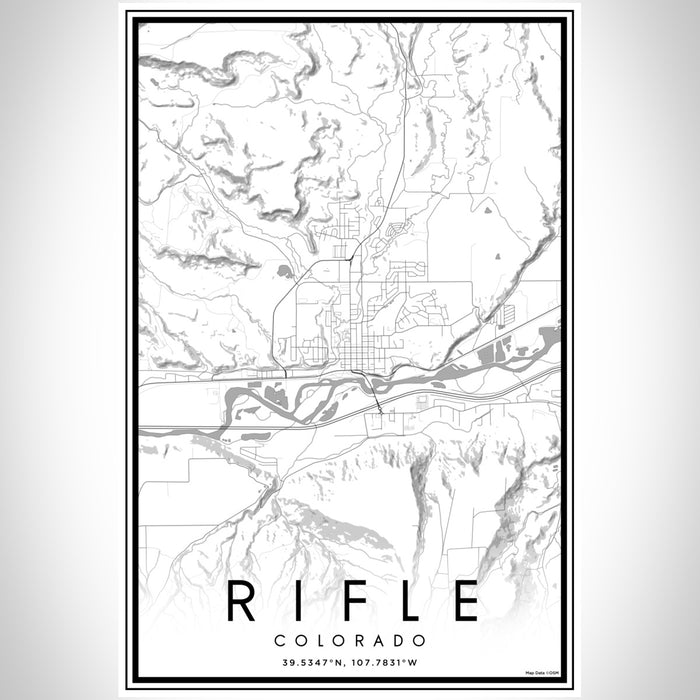 Rifle Colorado Map Print Portrait Orientation in Classic Style With Shaded Background