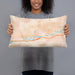 Person holding 20x12 Custom Rifle Colorado Map Throw Pillow in Watercolor