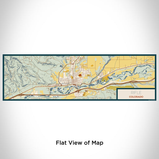 Flat View of Map Custom Rifle Colorado Map Enamel Mug in Woodblock