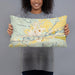 Person holding 20x12 Custom Rifle Colorado Map Throw Pillow in Woodblock
