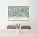 24x36 Riggins Idaho Map Print Lanscape Orientation in Woodblock Style Behind 2 Chairs Table and Potted Plant