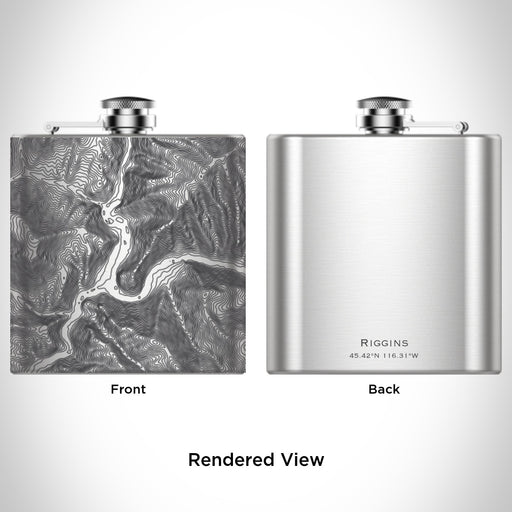 Rendered View of Riggins Idaho Map Engraving on 6oz Stainless Steel Flask