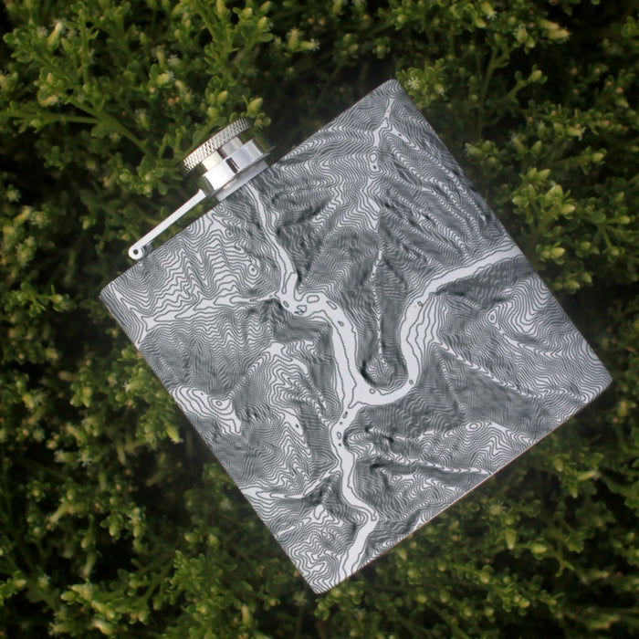 Riggins Idaho Custom Engraved City Map Inscription Coordinates on 6oz Stainless Steel Flask in White