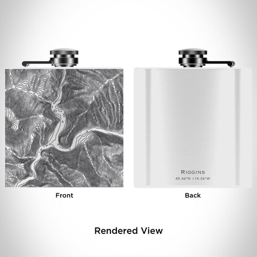 Rendered View of Riggins Idaho Map Engraving on 6oz Stainless Steel Flask in White