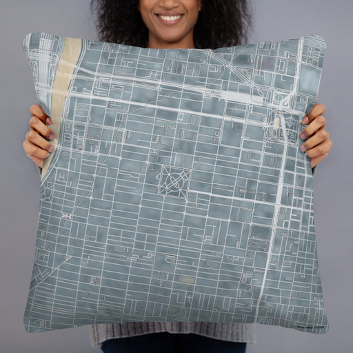 Person holding 22x22 Custom Rittenhouse Square Pennsylvania Map Throw Pillow in Afternoon