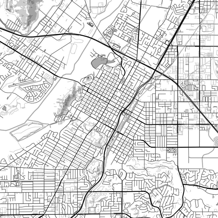 Riverside California Map Print in Classic Style Zoomed In Close Up Showing Details