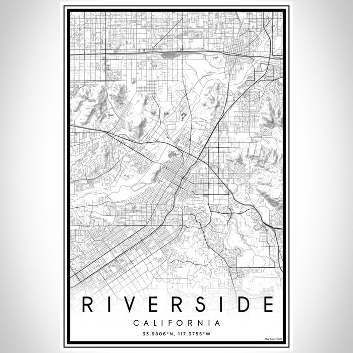 Riverside California Map Print Portrait Orientation in Classic Style With Shaded Background