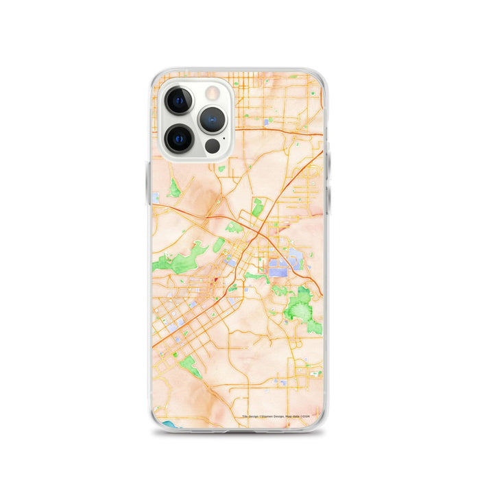 Custom Riverside California Map iPhone 12 Pro Phone Case in Watercolor