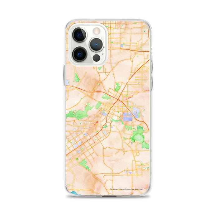 Custom Riverside California Map iPhone 12 Pro Max Phone Case in Watercolor