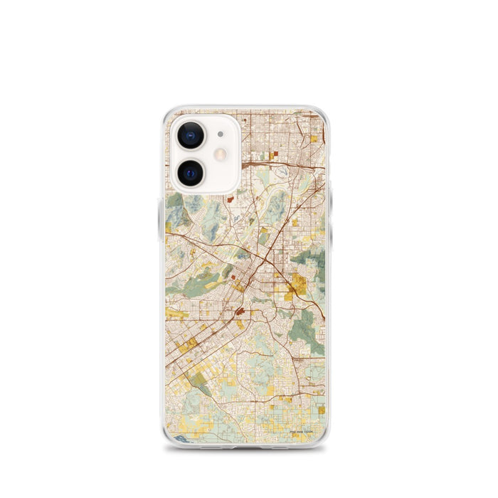 Custom Riverside California Map iPhone 12 mini Phone Case in Woodblock