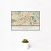 12x18 Riverside California Map Print Landscape Orientation in Woodblock Style With Small Cactus Plant in White Planter