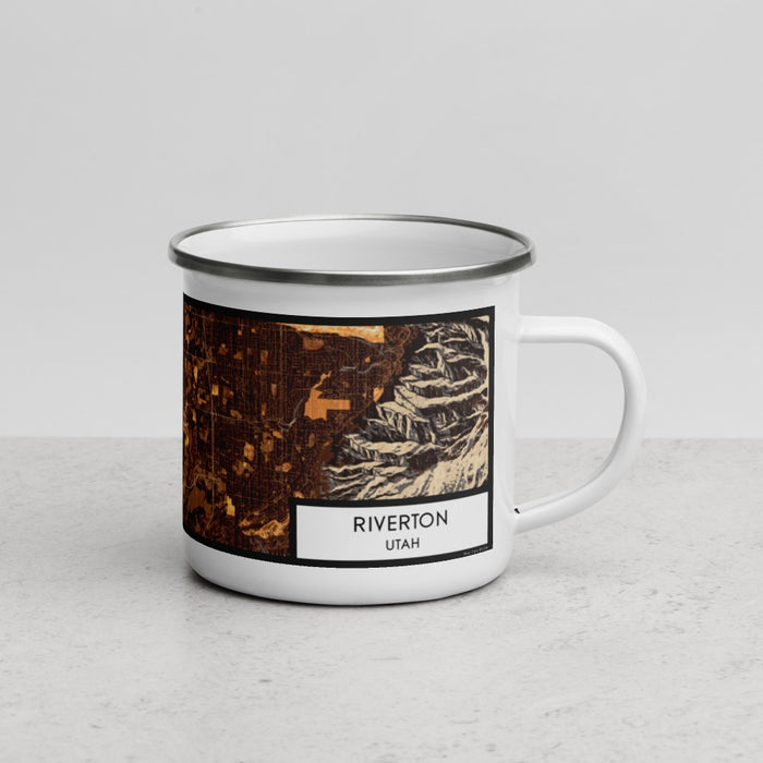 Right View Custom Riverton Utah Map Enamel Mug in Ember