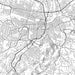 Roanoke Virginia Map Print in Classic Style Zoomed In Close Up Showing Details