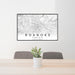 24x36 Roanoke Virginia Map Print Landscape Orientation in Classic Style Behind 2 Chairs Table and Potted Plant