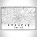 Roanoke Virginia Map Print Landscape Orientation in Classic Style With Shaded Background